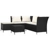 vidaXL Salon de jardin 4 pcs avec coussins Noir R&eacute;sine tress&eacute;e