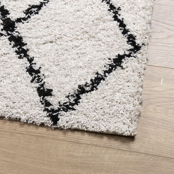 vidaXL Tapis shaggy &agrave; poils longs moderne cr&egrave;me et noir 120x170 cm