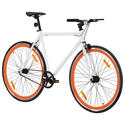 vidaXL Vélo à pignon fixe blanc et orange 700c 55 cm
