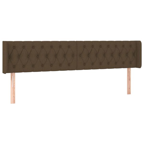 vidaXL T&ecirc;te de lit avec oreilles Marron Fonc&eacute; 183x16x78/88 cm Tissu