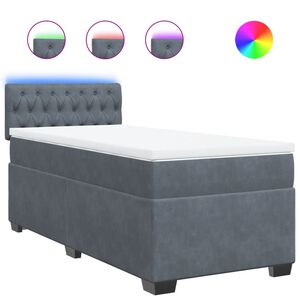 vidaXL Sommier &agrave; lattes de lit avec matelas gris fonc&eacute; 90x190 cm simple velours