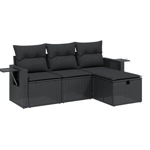 vidaXL Salon de jardin 4 pcs avec coussins noir r&eacute;sine tress&eacute;e