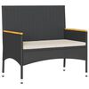 vidaXL Banc de jardin 2 places avec coussins/table noir résine tressée
