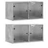 vidaXL Armoires murales et portes vitr&eacute;es 2pcs gris b&eacute;ton 68,5x37x35cm