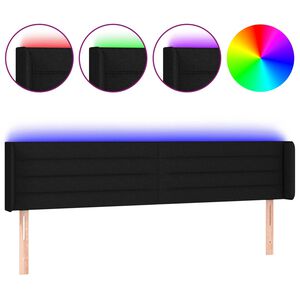 vidaXL T&ecirc;te de lit &agrave; LED Noir 163x16x78/88 cm Tissu