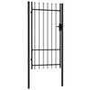 vidaXL Portail de cl&ocirc;ture BOXTEL &agrave; une porte avec pointes sup&eacute;rieures, acier 1 x 1,75 m, noir