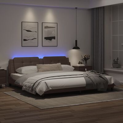 vidaXL Cadre de lit avec lumières LED marron 200x200 cm similicuir