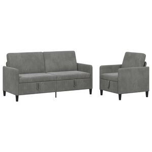 vidaXL Canap&eacute; avec rangement 2 pc Gris fonc&eacute; Polyester