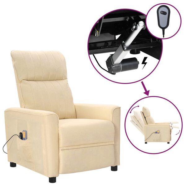 vidaXL Fauteuil &eacute;lectrique de massage Cr&egrave;me Tissu