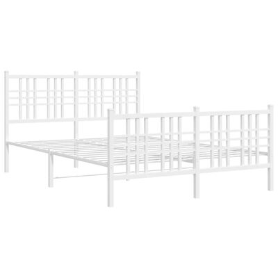 vidaXL Cadre de lit métal sans matelas et pied de lit blanc 140x200 cm