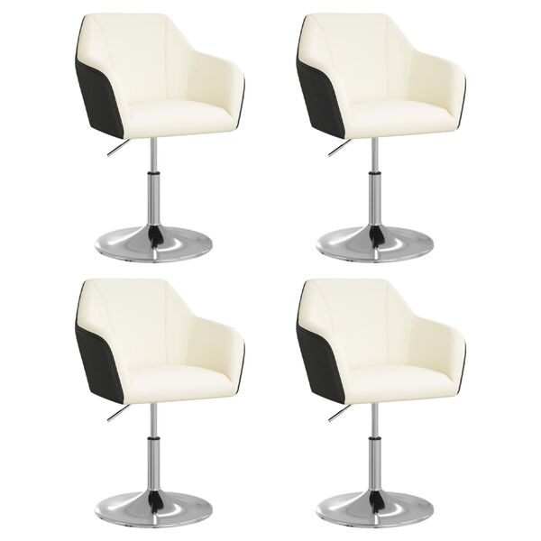 vidaXL Chaises &agrave; manger lot de 4 blanc et noir similicuir
