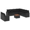 vidaXL Salon de jardin 10 pcs avec coussins noir r&eacute;sine tress&eacute;e