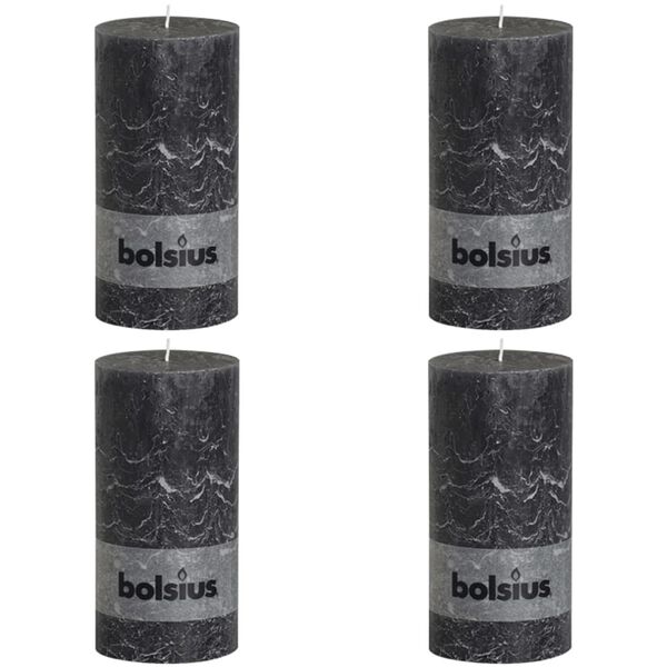 Bolsius Bougie pilier rustique 200x100 mm Anthracite 4 pcs