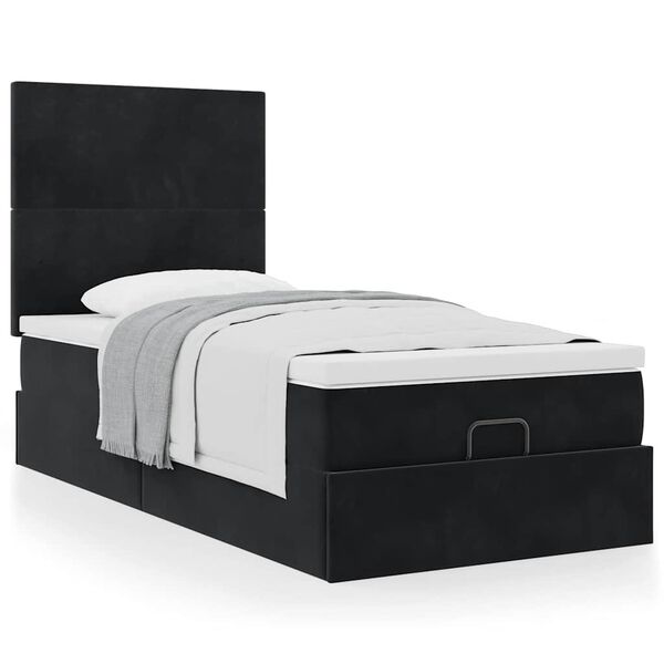 vidaXL Cadre de lit ottoman avec matelas noir 80x200 cm velours