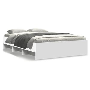 vidaXL Cadre de lit sans matelas blanc 135x190 cm bois d'ing&eacute;nierie