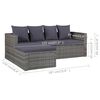 vidaXL Salon de jardin 4 pcs avec coussins R&eacute;sine tress&eacute;e Gris