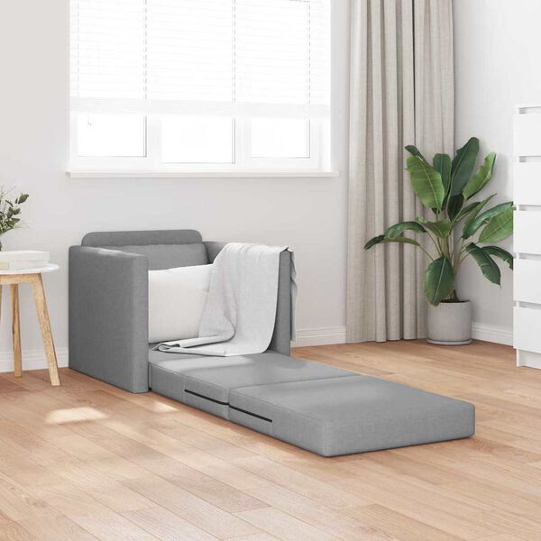 vidaXL Canap&eacute;-lit 2 en 1 gris clair 112x174x55 cm tissu
