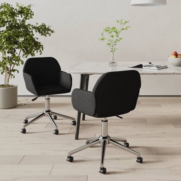 vidaXL Chaises pivotantes à manger lot de 2 Noir Tissu
