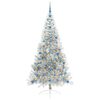 vidaXL Sapin de No&euml;l artificiel pr&eacute;-&eacute;clair&eacute; Argent 210 cm PET