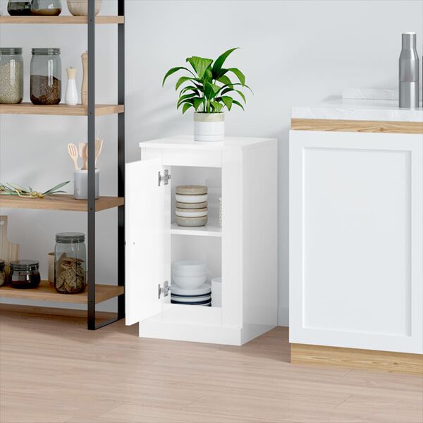 vidaXL Buffet blanc brillant 37,5x35,5x67,5 cm bois d'ing&eacute;nierie