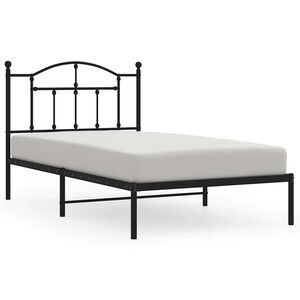 vidaXL Cadre de lit m&eacute;tal sans matelas avec t&ecirc;te de lit noir 100x190cm
