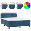 vidaXL Sommier &agrave; lattes de lit avec matelas LED Bleu fonc&eacute; 140x200 cm