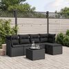 vidaXL Salon de jardin 6 pcs avec coussins noir r&eacute;sine tress&eacute;e