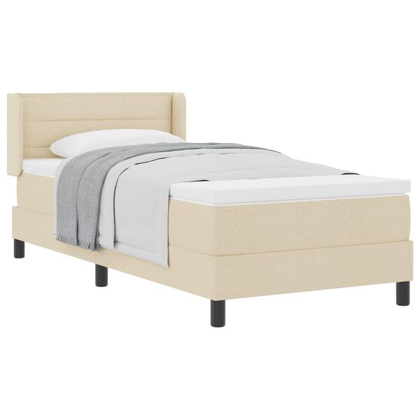 vidaXL Lit &agrave; ressorts avec matelas Cr&egrave;me 200 x 80 cm Polyester