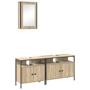 vidaXL Ensemble de mobilier de salle de bain avec &eacute;tag&egrave;re 3 pcs Marron