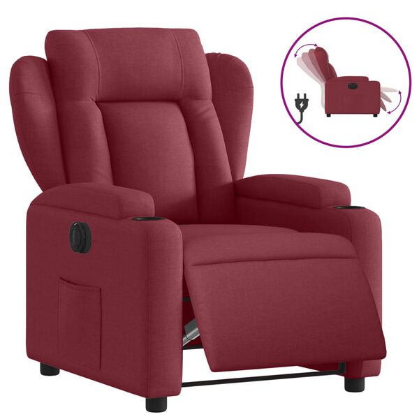 vidaXL Fauteuil inclinable &eacute;lectrique Rouge bordeaux Tissu