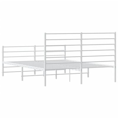 vidaXL Cadre de lit métal sans matelas et pied de lit blanc 150x200 cm