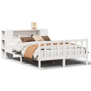 vidaXL Lit biblioth&egrave;que sans matelas blanc 140x190 cm bois pin massif