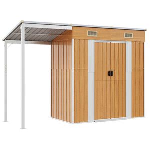 vidaXL Abri de jardin avec toit prolong&eacute; marron clair 277x107x181 cm