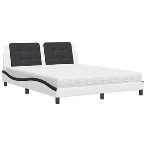 vidaXL Lit avec matelas Zadar blanc et noir 160x200 cm similicuir
