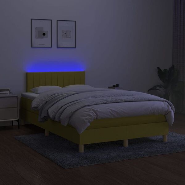 vidaXL Sommier &agrave; lattes de lit avec matelas LED Vert 120x200 cm Tissu