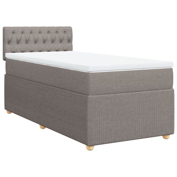 vidaXL Sommier &agrave; lattes de lit avec matelas Taupe 90x200 cm Tissu