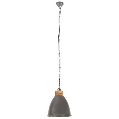 vidaXL Lampe suspendue industrielle Gris Fer et bois solide 35 cm E27