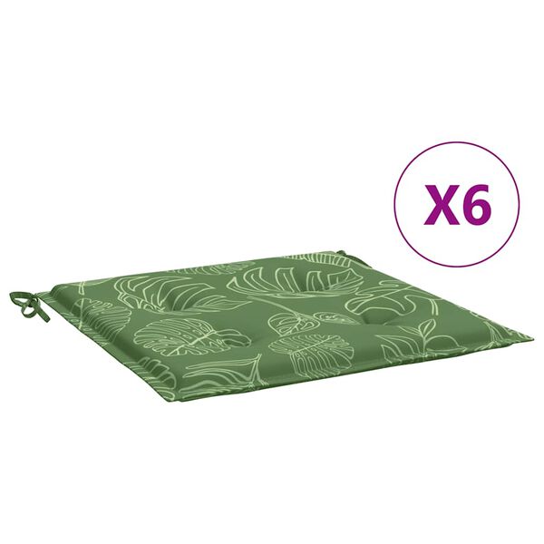 vidaXL Coussins de chaise lot de 6 motif de feuilles 50x50x4 cm tissu