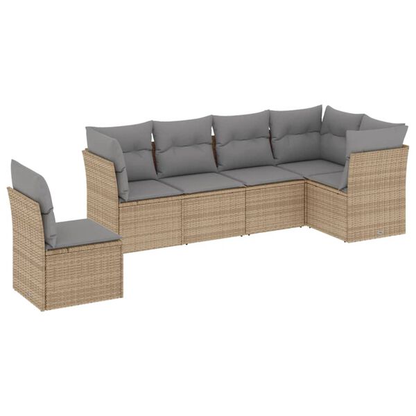 vidaXL Salon de jardin avec coussins 6 pcs beige r&eacute;sine tress&eacute;e