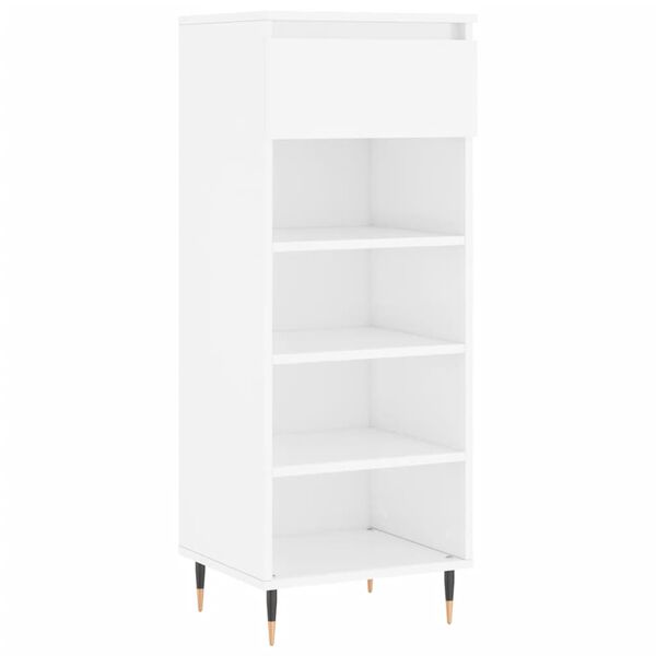 vidaXL Armoire &agrave; chaussures Blanc brillant 40x36x105cm Bois ing&eacute;nierie