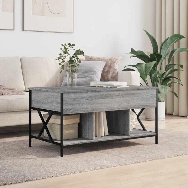 vidaXL Table basse sonoma gris 100x55x50 cm bois d'ingénierie et métal