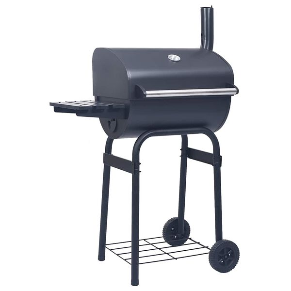 vidaXL Gril barbecue au charbon avec &eacute;tag&egrave;re inf&eacute;rieure Noir