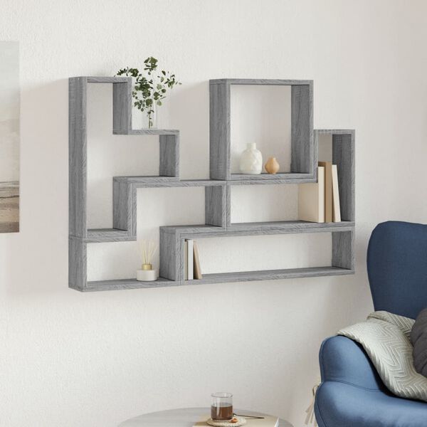 vidaXL &Eacute;tag&egrave;re murale sonoma gris 96x12x64 cm bois d'ing&eacute;nierie