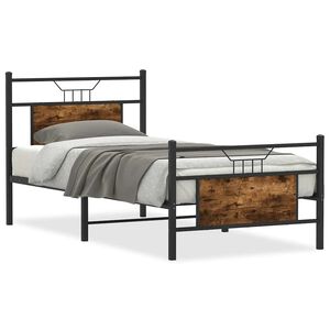 vidaXL Cadre de lit sans matelas ch&ecirc;ne fum&eacute; 80x200cm bois d'ing&eacute;nierie