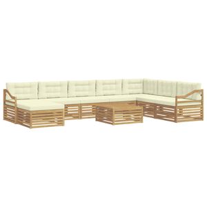 vidaXL Ensemble de canap&eacute;s d'ext&eacute;rieur 9 pc Blanc et cr&egrave;me Polyester
