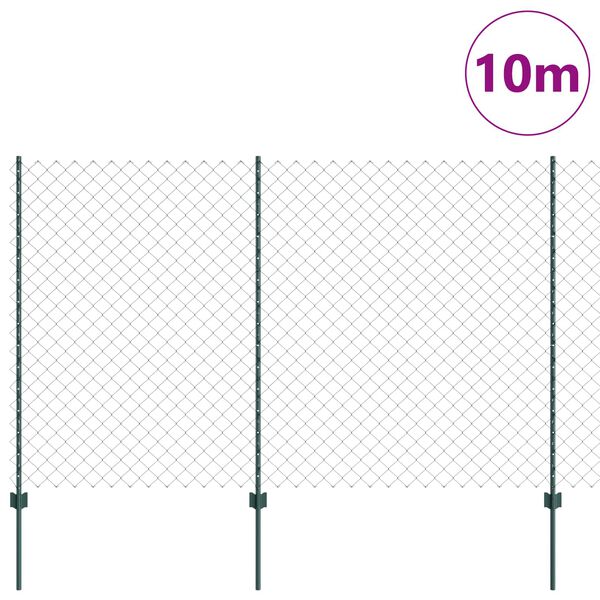 vidaXL Cl&ocirc;ture avec poteau Vert 1,6 x 10 m Acier et PVC
