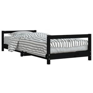 vidaXL Cadre de lit pour enfants noir 90x200 cm bois de pin massif
