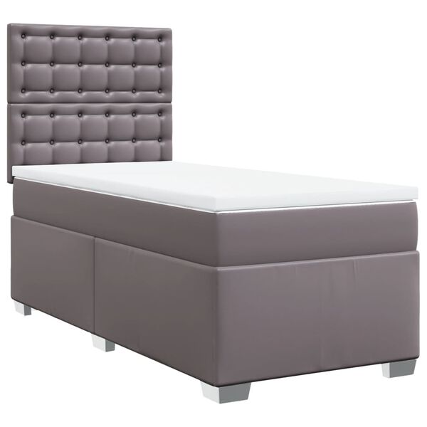 vidaXL Sommier à lattes de lit avec matelas Gris 100x200 cm Similicuir
