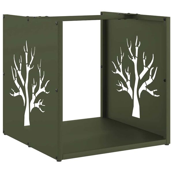 vidaXL Portant de bois chauffage vert olive 40x40x40 cm