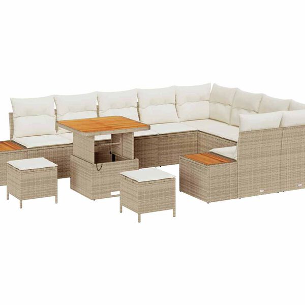vidaXL Ensemble de canap&eacute; de jardin 12 pcs Beige Poly rotin